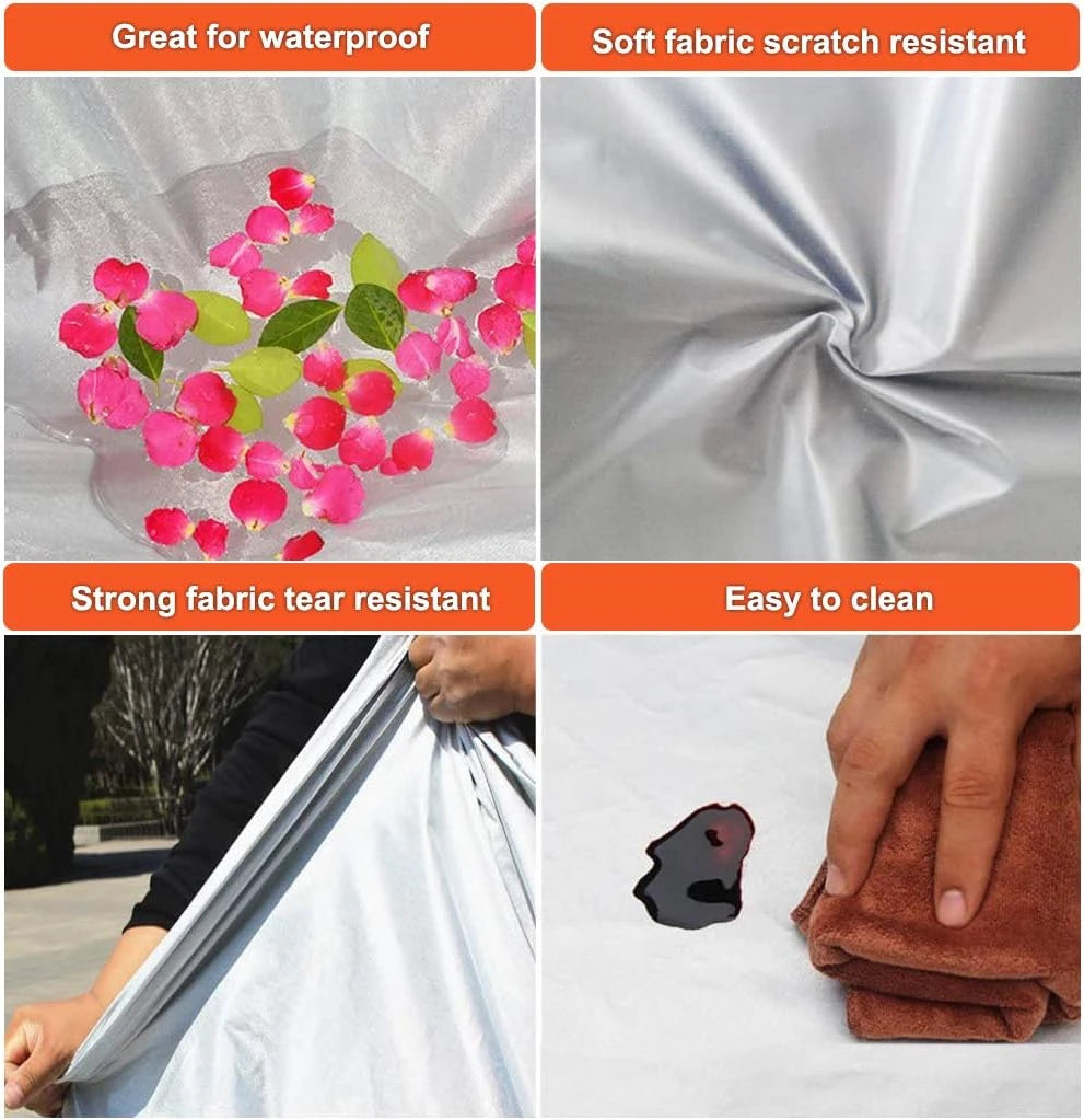 190T Silver Waterproof Car Cover Outdoor UV Dust Snow Scratch-resistant Full Car Cover Fit for SUV/Sedan Kayme Car accessories Car Mobile World