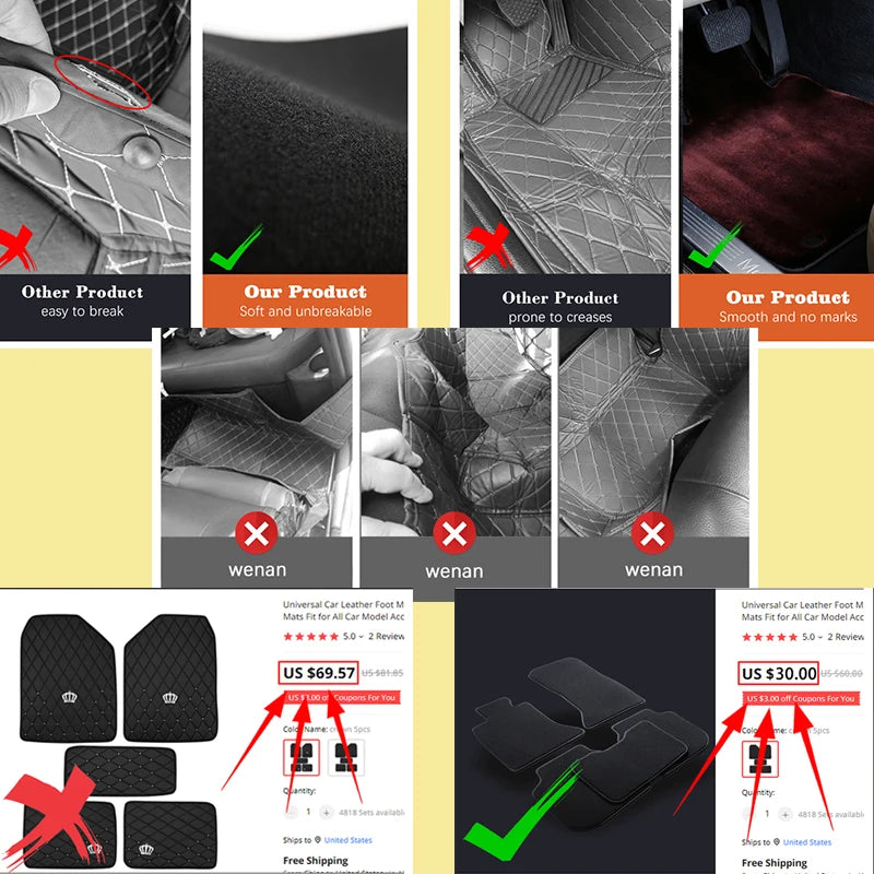 Car Floor Mats For Subaru WRX 2015 2016 2017 2018 2019 2020 2021 VA Carpets Cover Rugs Interior Parts Foot Pads Auto Accessories