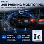 PHILIPS Dash Cam B01 4K+1K HDR Front and Rear Dual Camera 2.4GHz & 5GHz WiFi GPS 24H Parking Monitor Car DVR Video Recorder Car Mobile World