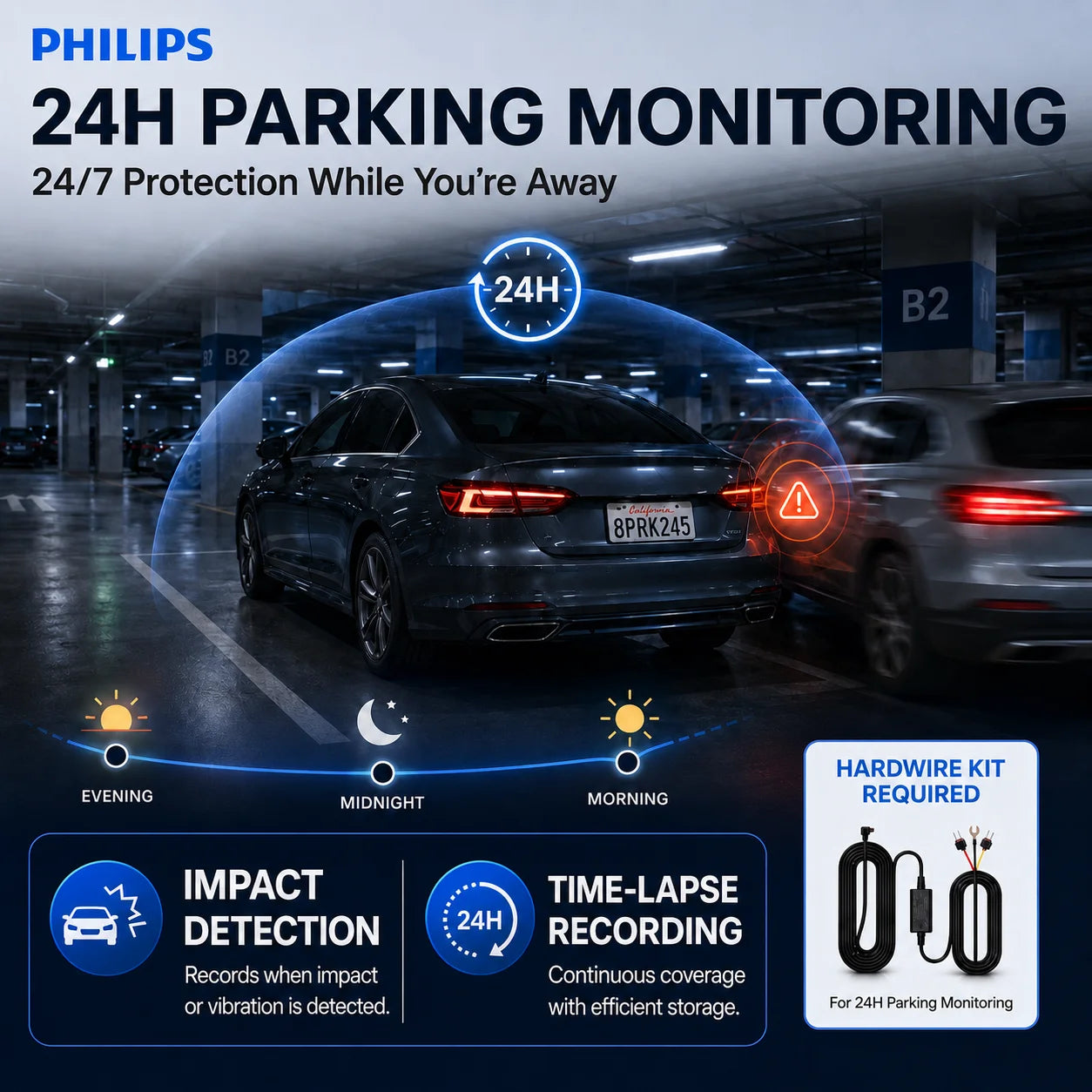 PHILIPS Dash Cam F04 2k Mini Car Camera With 1.47 Inch Ips Screen Wifi App Control Night Vision 24h Parking Monitor Car Dvr Car Mobile World