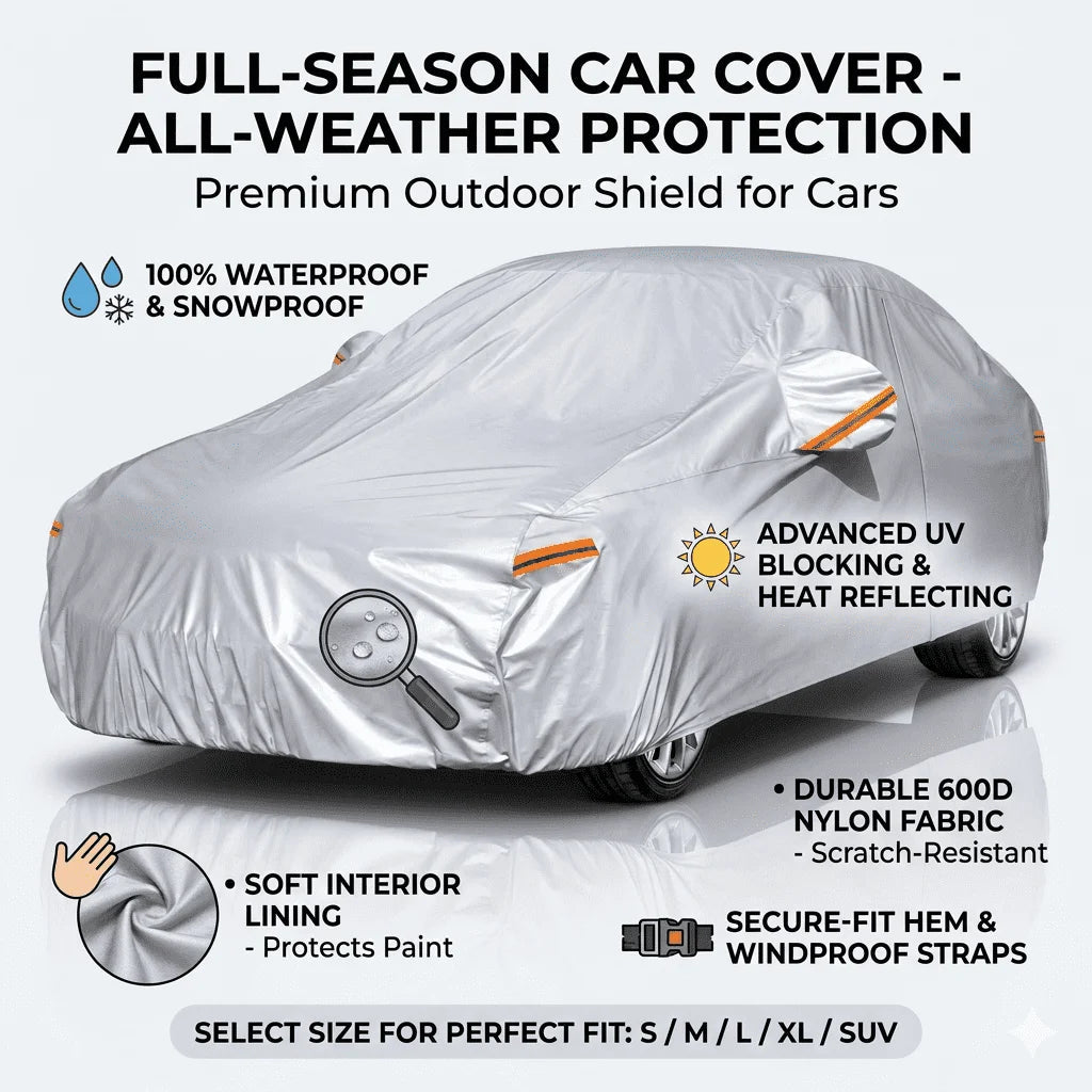 Heavy-duty Waterproof Car Cover All-Weather Outdoor Dust UV-Protective Fit for Hatchback Sedan SUV Full Kayme Car Accessories Car Mobile World