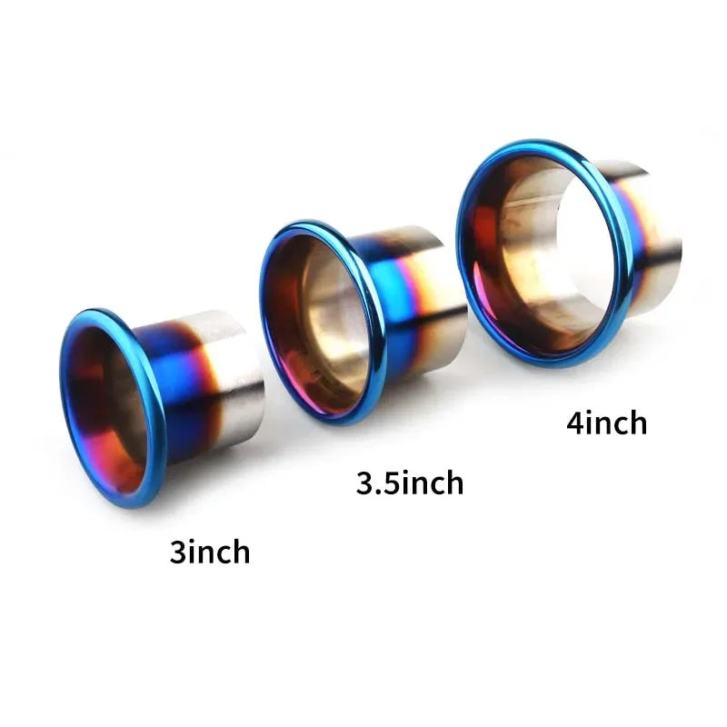 Stainless Steel Blue End Cold Air Intake System Velocity Stack Kit 3'' 3.5'' 4'' Turbo Horn Funnel Kit