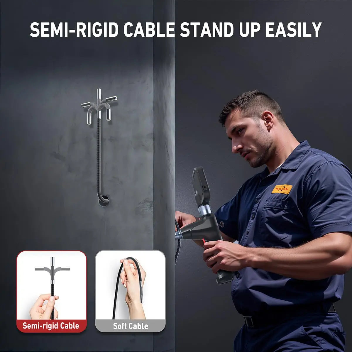 Ralcam 360° Articulating Borescope 4.3 Inch Endoscope 1080P 6.2mm Full HD Endoscope Camera with 6 LED for Industrial Inspection