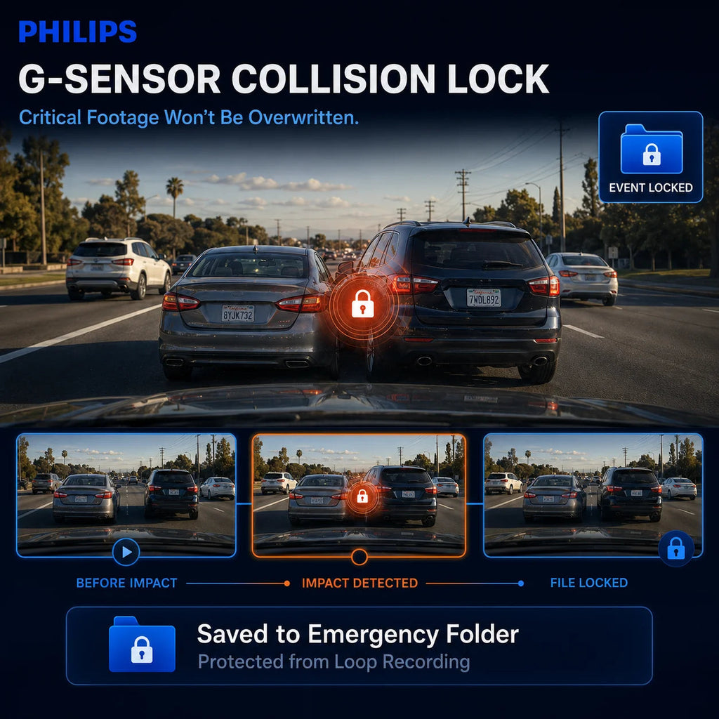PHILIPS Dash Cam B01 4K+1K HDR Front and Rear Dual Camera 2.4GHz & 5GHz WiFi GPS 24H Parking Monitor Car DVR Video Recorder Car Mobile World