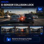 PHILIPS Dash Cam B01 4K+1K HDR Front and Rear Dual Camera 2.4GHz & 5GHz WiFi GPS 24H Parking Monitor Car DVR Video Recorder Car Mobile World