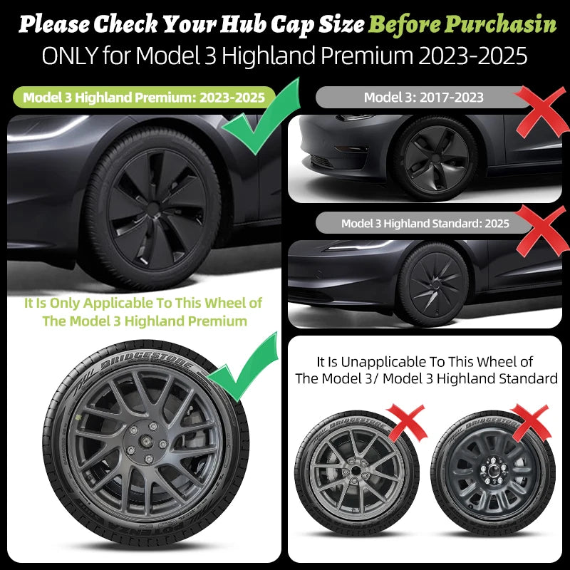 4PCS for Model 3 Highland (2024-2026) 18 Inch Right＆Left Hubcaps Storm Style Replacement Accessories Wheel Cover for Tesla
