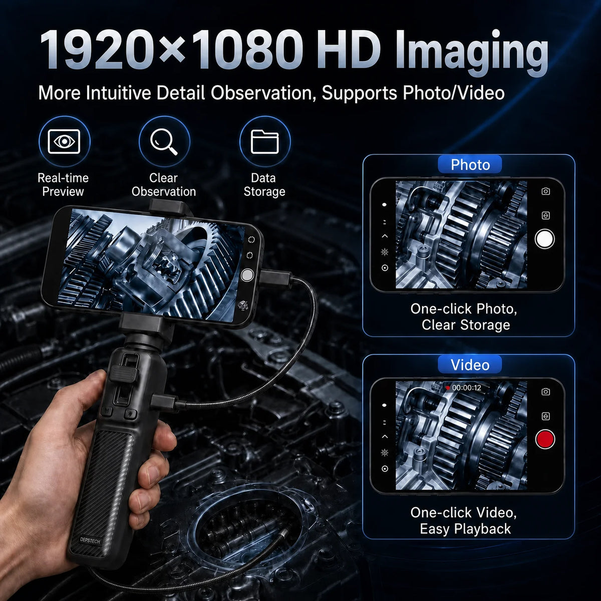 3.9mm 6.2mm 8.5mm 360° Articulating Borescope 1080P HD Steering Endoscope Camera For iPhone iOS Android Car Pipe Inspection