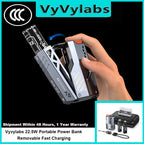 VYVYLABS 30000mAh Detachable CCC Power Bank Fast Charger 22.5W Wireless Portable Charger 21700 PowerBank For iP 17 Spare Battery Car Mobile World