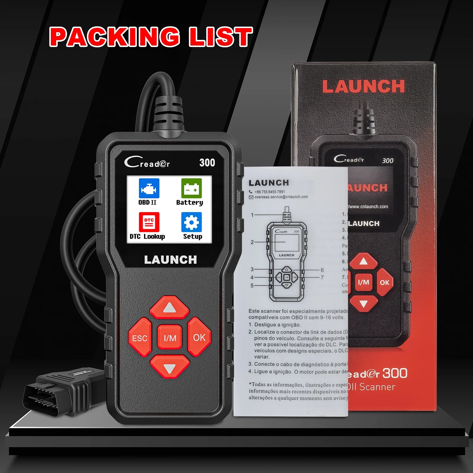 LAUNCH X431 CR300 OBD2 SCANNER CAN Auto Code Reader Diagnostic Tools I/M Engine Battery Tester Lifetime Free Update Car Mobile World
