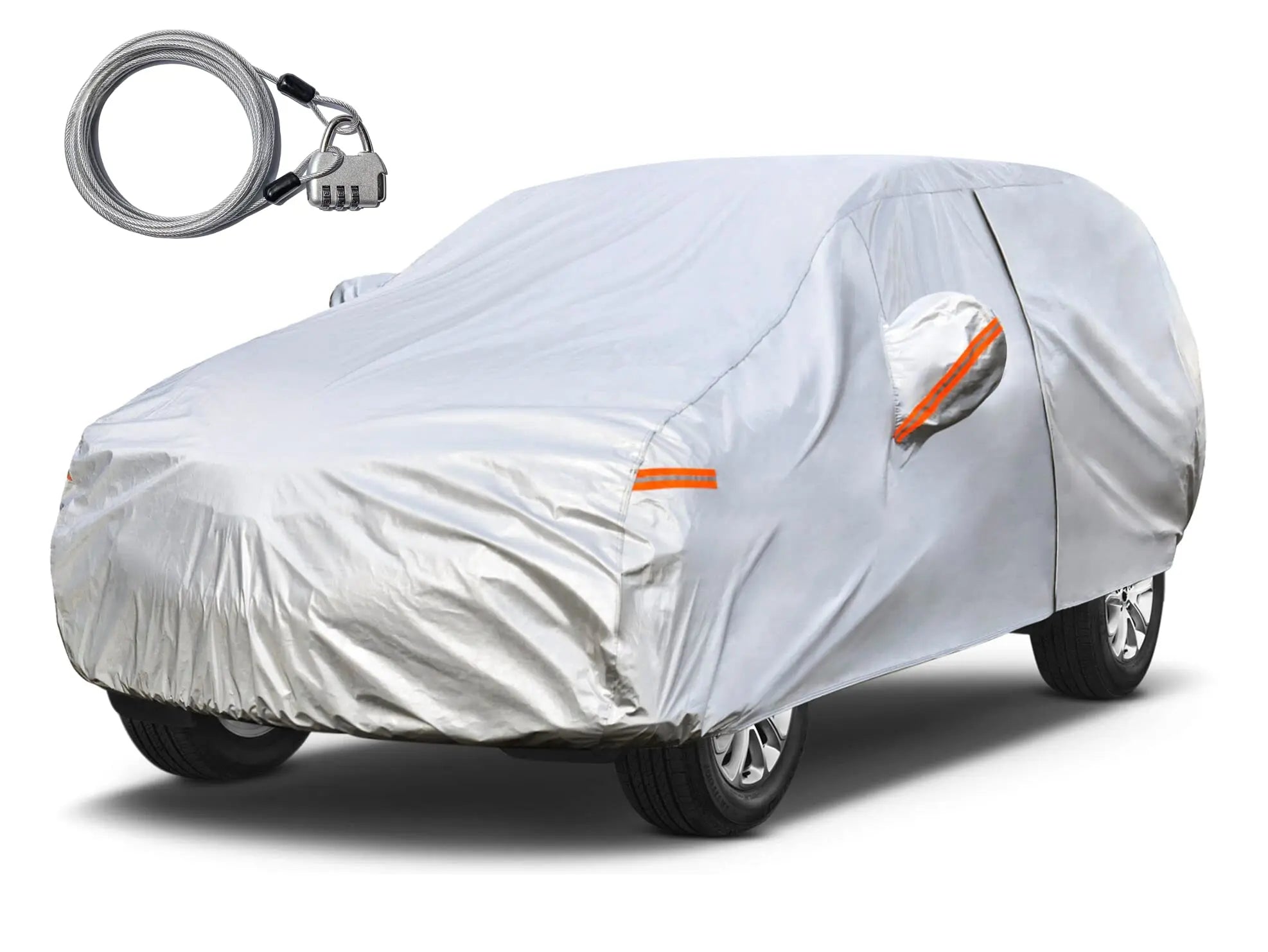 Kayme Silver Matte Car Cover Outdoor Waterproof Dust UV-Resistant With Lockable High-Quality Universal Auto Cover Fit For Telsa Car Mobile World