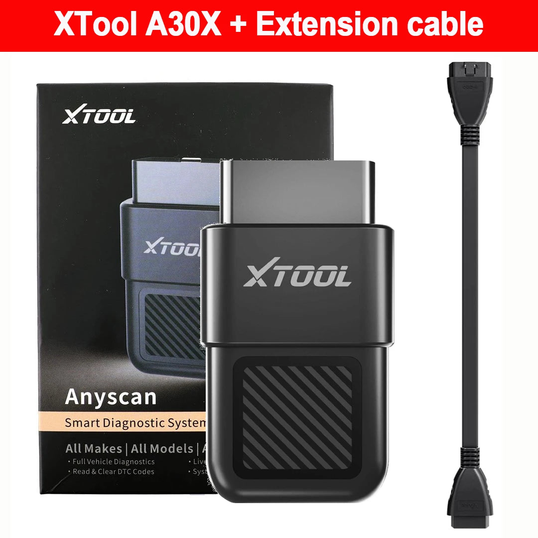 XTOOL A30X Bluetooth Scanner With Extension cable Bi-directional OBD2 Code Reader 26+ Function Over 5000 Car Free Update PK A30M