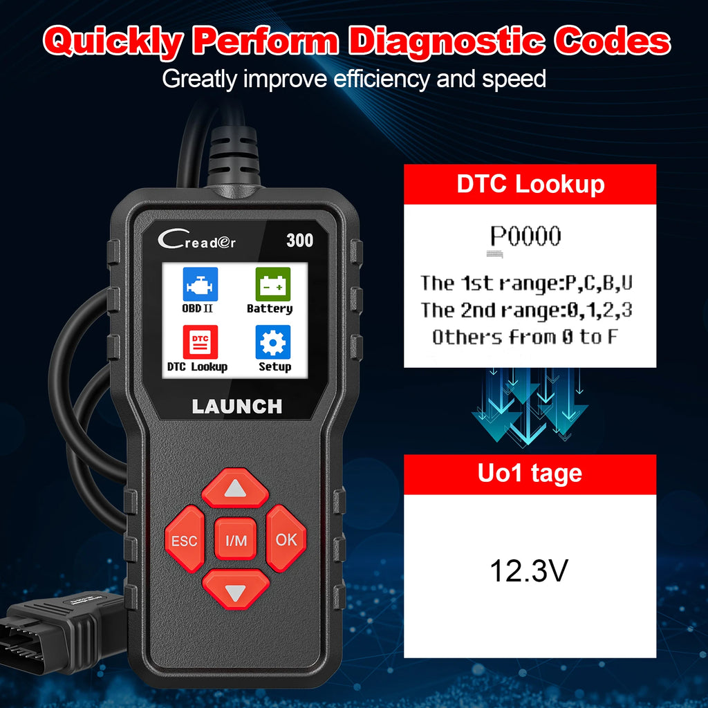 LAUNCH X431 CR300 OBD2 SCANNER CAN Auto Code Reader Diagnostic Tools I/M Engine Battery Tester Lifetime Free Update Car Mobile World
