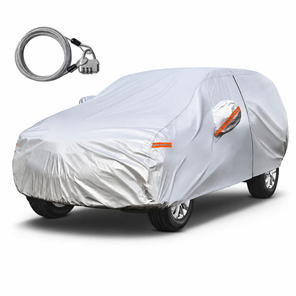 Kayme Silver Matte Car Cover Outdoor Waterproof Dust UV-Resistant With Lockable High-Quality Universal Auto Cover Fit For Telsa Car Mobile World