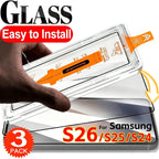 3PCS Dust-Free Install HD Screen Protector For Samsung Galaxy S26 Ultra S25 S24 Ultra Full Cover Tempered Glass Film Supports Fingerprint Unlock