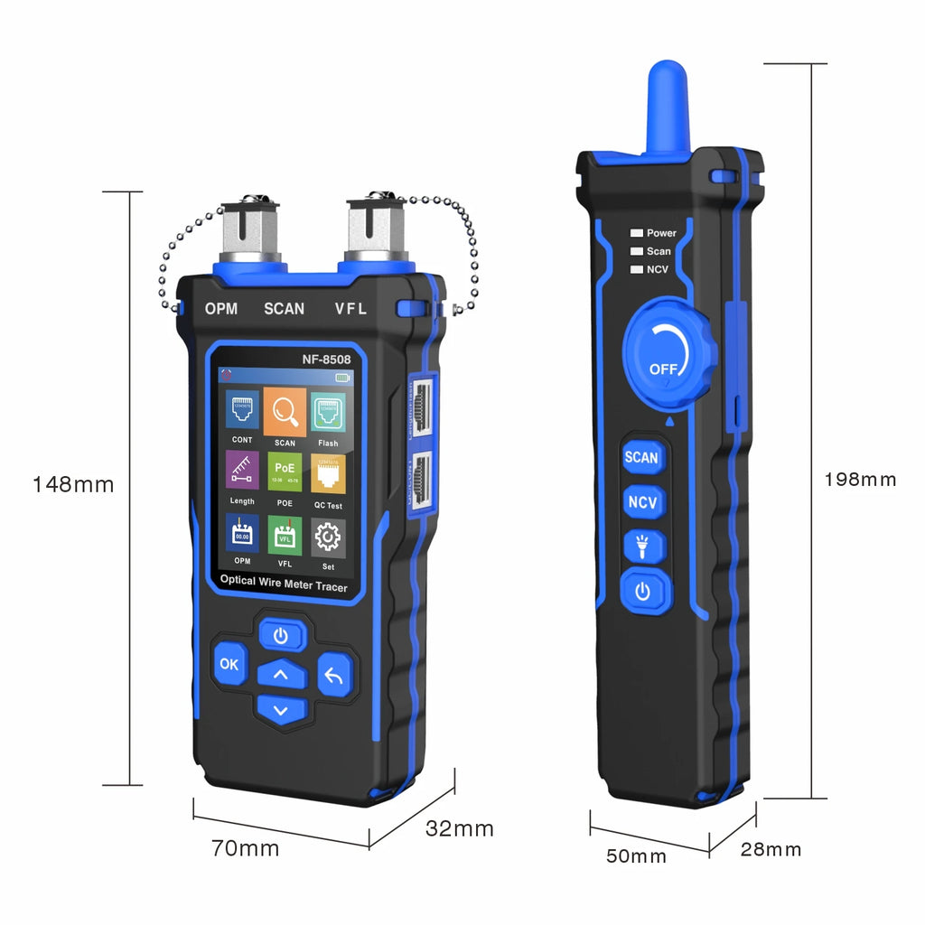 NOYAFA NF-8508 Network Cable Tester LCD Digital Rechargeable Network Line Finder Wire Tracker PoE Checker Optical Wire Meter CM World