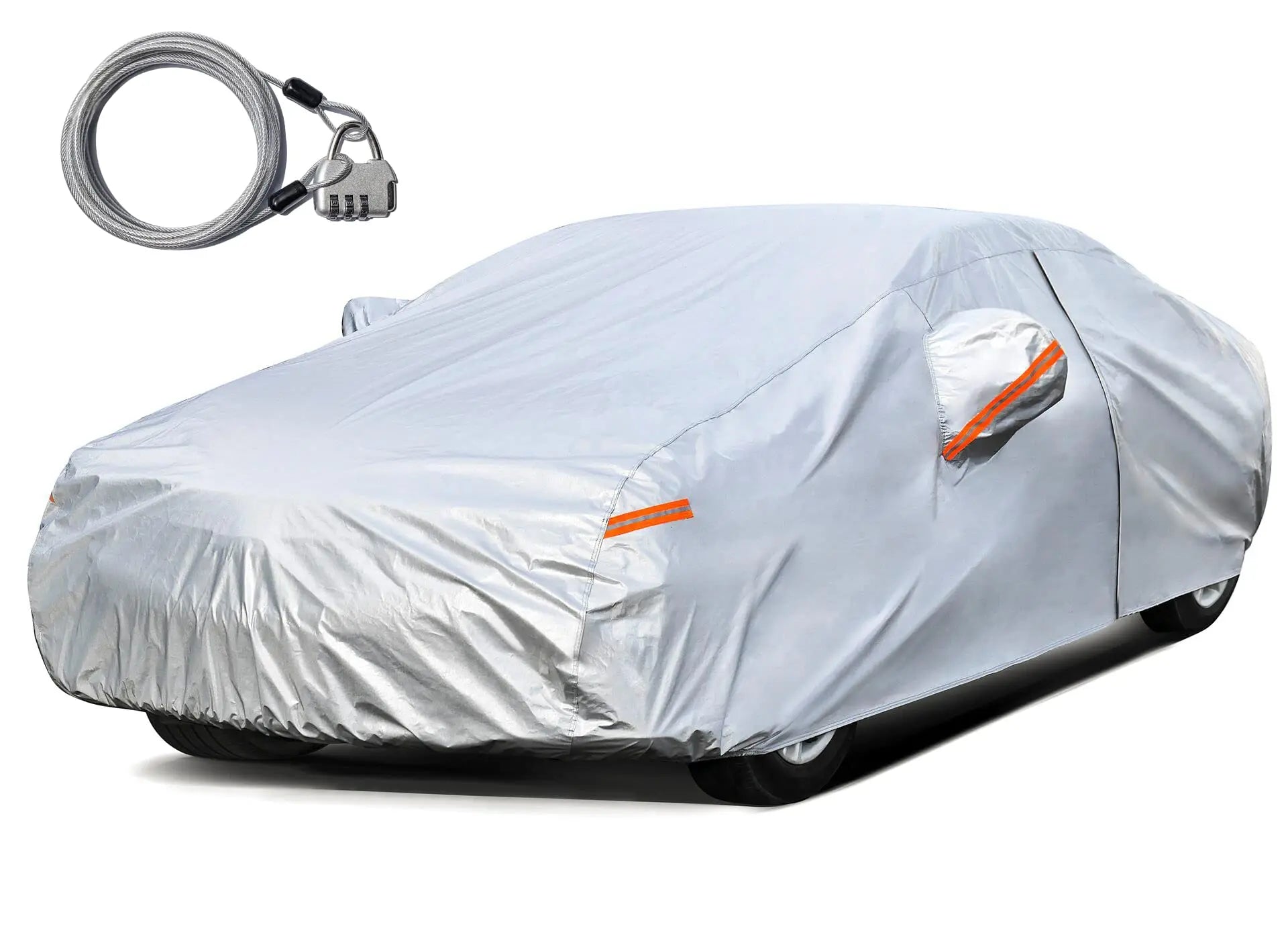 Kayme Silver Matte Car Cover Outdoor Waterproof Dust UV-Resistant With Lockable High-Quality Universal Auto Cover Fit For Telsa Car Mobile World