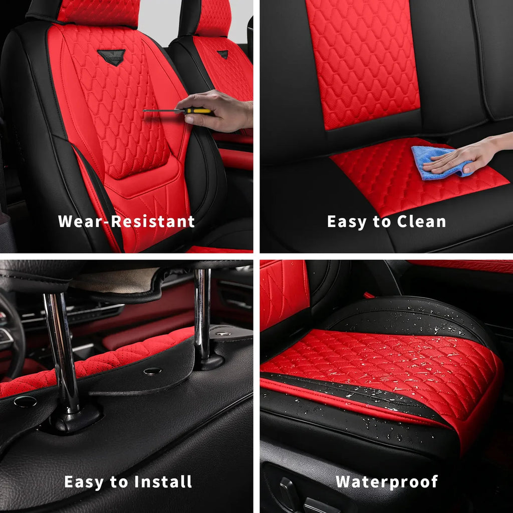 EKR Deluxe 7/8-Seat Car Seat Covers Universal Fit for SUV Minivans MPV Highlander Pilot Sienna 4Runner Santa Fe Chevrolet Suburban Waterproof Wear-Resistant Full-Coverage Car Interior Upgrade Protectors with 2-Year Warranty