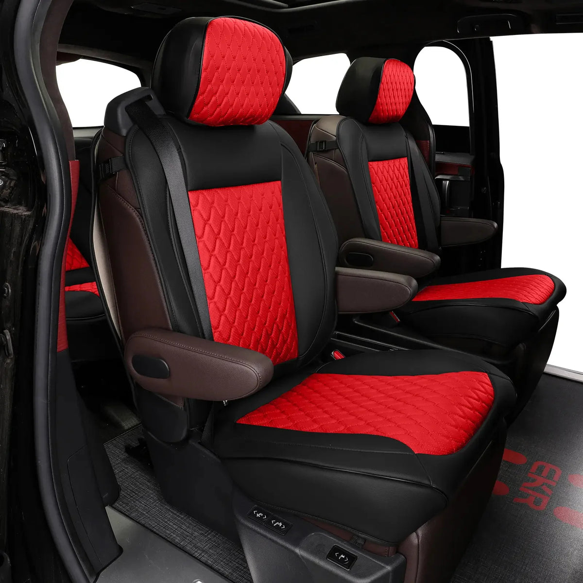 EKR Deluxe 7/8-Seat Car Seat Covers Universal Fit for SUV Minivans MPV Highlander Pilot Sienna 4Runner Santa Fe Chevrolet Suburban Waterproof Wear-Resistant Full-Coverage Car Interior Upgrade Protectors with 2-Year Warranty