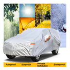 Kayme Silver Matte Car Cover Outdoor Waterproof Dust UV-Resistant With Lockable High-Quality Universal Auto Cover Fit For Telsa Car Mobile World