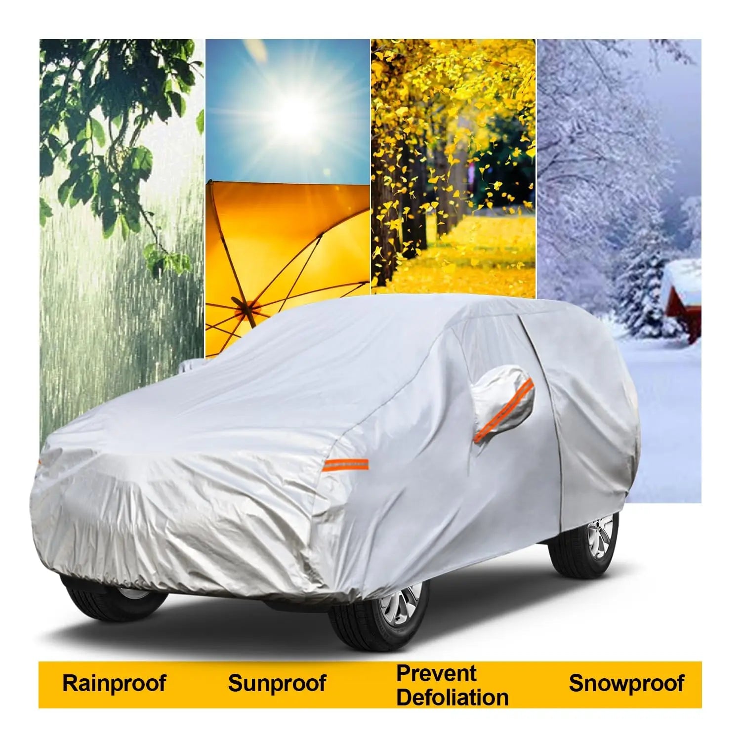 Kayme Silver Matte Car Cover Outdoor Waterproof Dust UV-Resistant With Lockable High-Quality Universal Auto Cover Fit For Telsa Car Mobile World