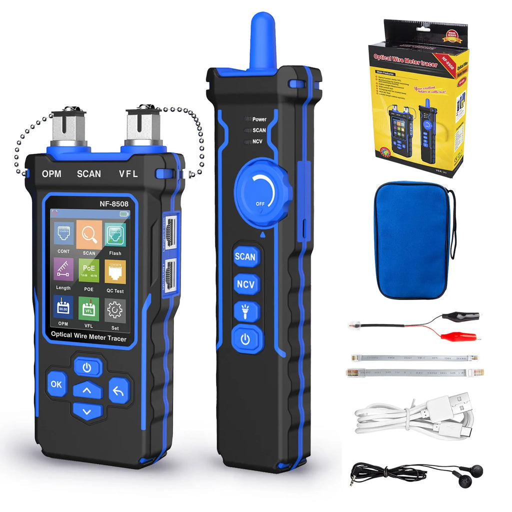 NOYAFA NF-8508 Network Cable Tester LCD Digital Rechargeable Network Line Finder Wire Tracker PoE Checker Optical Wire Meter CM World