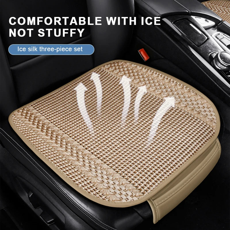 SEAMETAL 1Pc Car Seat Cover Breathable Ice Silk Cooling Seat Cushion Anti Slip Auto Seat Protection Mat Universal for Sedan Suv