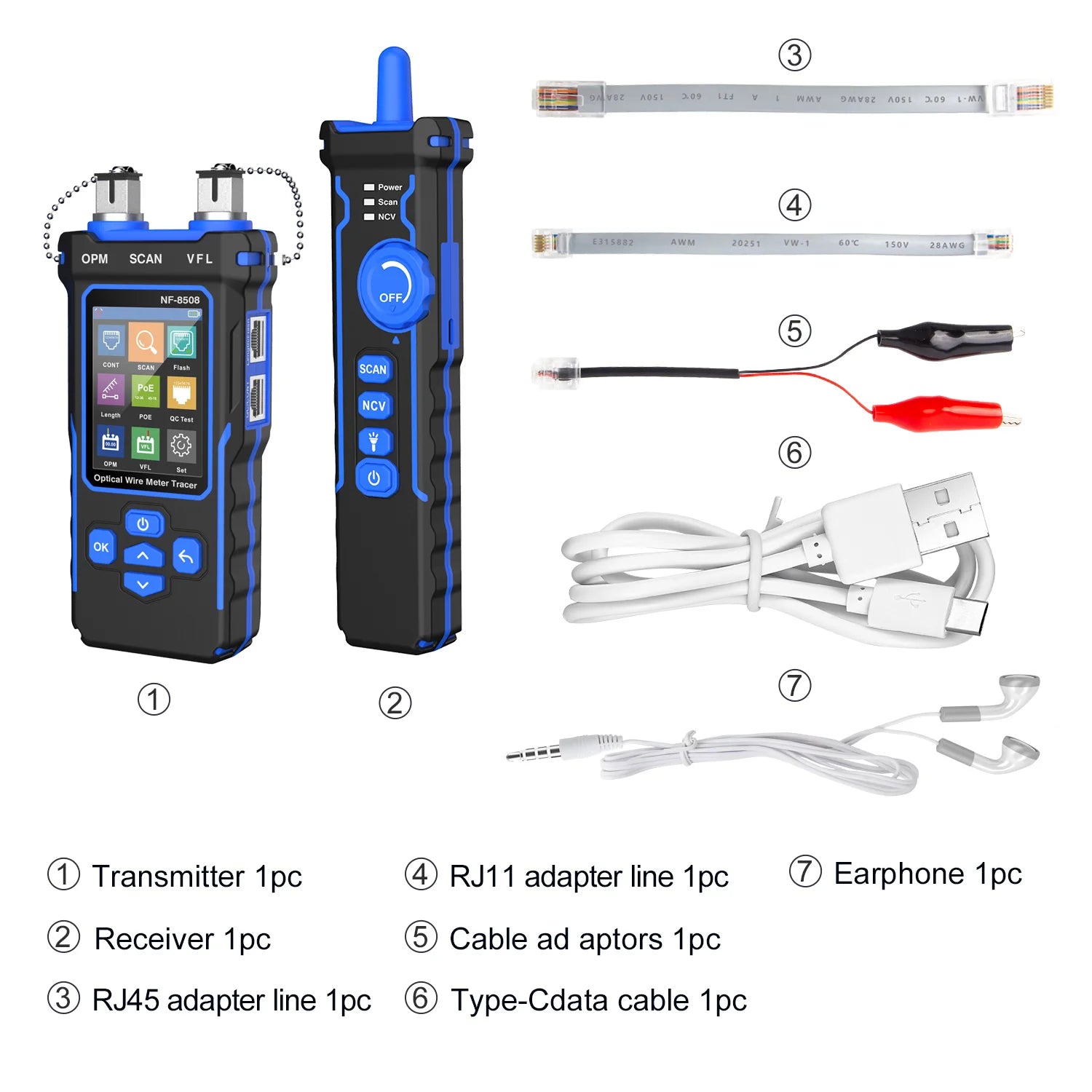 NOYAFA NF-8508 Network Cable Tester LCD Digital Rechargeable Network Line Finder Wire Tracker PoE Checker Optical Wire Meter CM World