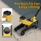 Kieperi 3 Ton Floor Jack and Steel Racing car Jack with Single Piston Pump,Lifting Range 3"-18"，Yellow CM World