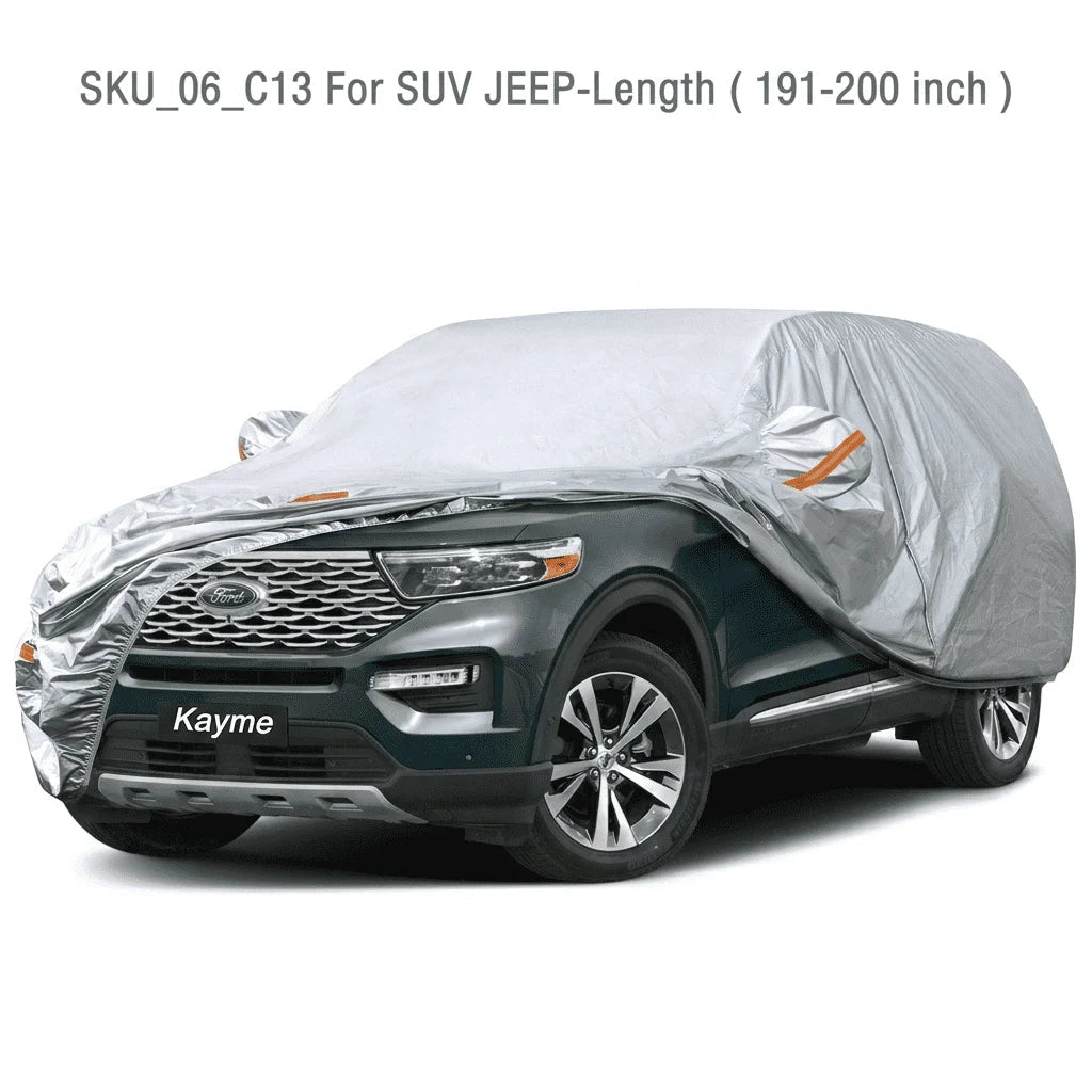 Universal Waterproof Car Cover Fit For Suv/Sedan/Hatchback Outdoor UV Dust Nighttime protective strips Kayme Car Accessories Car Mobile World