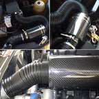 PQY - air Intake With Fan Universal Racing Carbon Fiber Cold Feed Induction Kit Air Intake Kit Air Filter Box / OR WITHOUIT FAN CM World