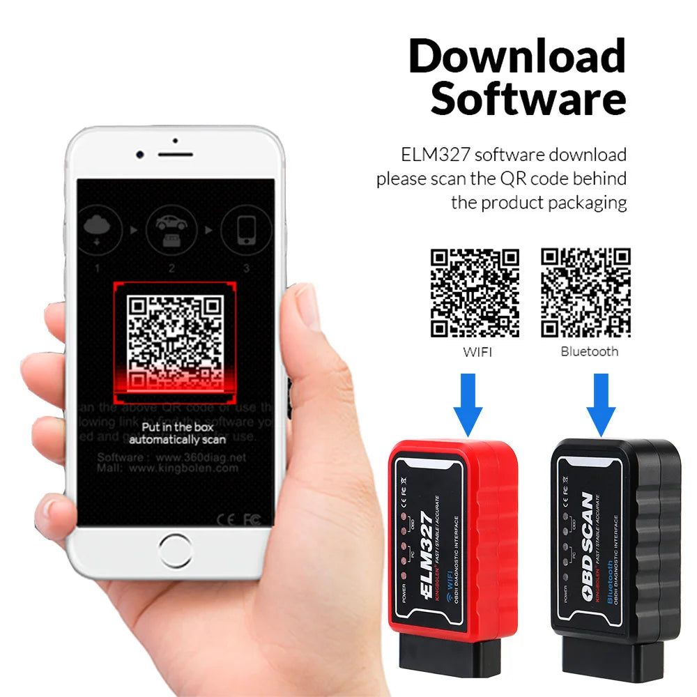 ELM327 WiFi Bluetooth V1.5 PIC18F25K80 Chip OBDII Diagnostic Tool ELM 327 ICAR2 OBDSCAN OBD2 Code Reader Scanner Car Accessories Car Mobile World