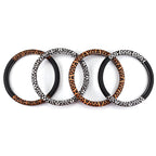 Leopard Printing Steering Wheel Cover Universal Leather Two Tone Car Interior Steering Covers Case 37-38CM Accessories CM World