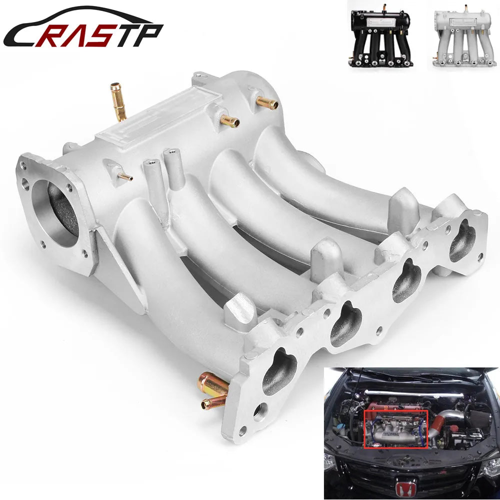 RASTP-Silver Cast Aluminum Intake Manifold For 1988-2000 Honda Civic CRX Del Sol SOHC D Series CX DX EX GX RS-CR1818