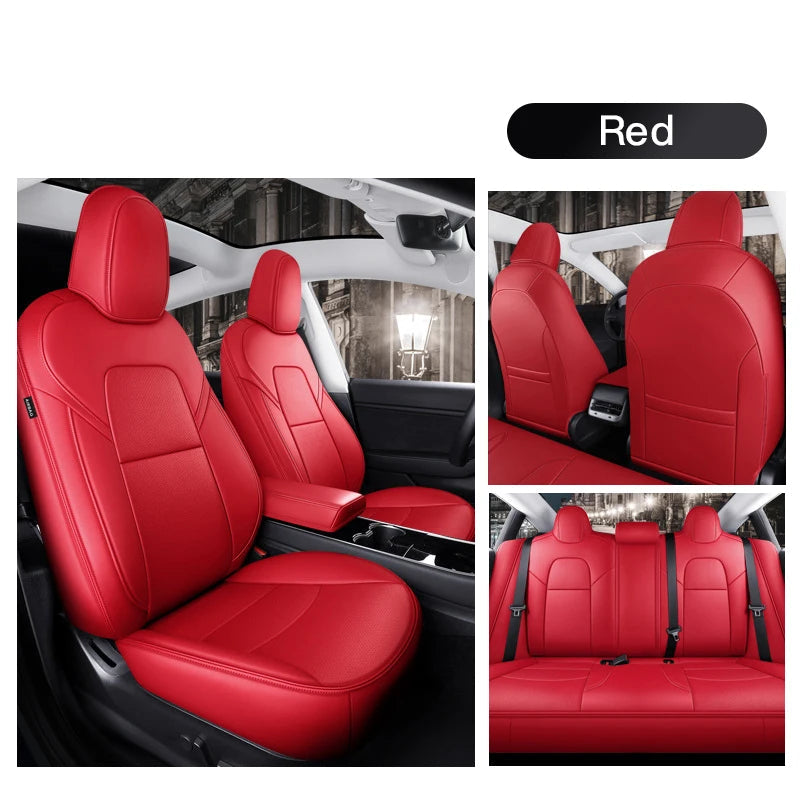 For Tesla Model 3 Y Custom Fit Car Seat Cover Accessories For Tesla 360 Degree Full Covered Perforated Artificial Leather CM World