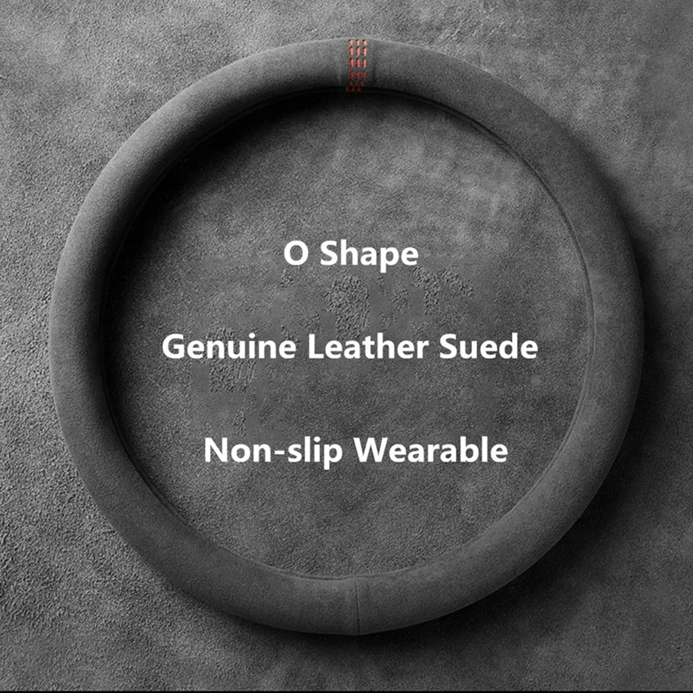 38cm Suede Leather Car Steering Wheel Cover Wear-Resistant For BMW E90 F01 F06 F10 F15 F16 F20 F21 F25 F26 F30 F32 F82 M3 G20 X5 CM World
