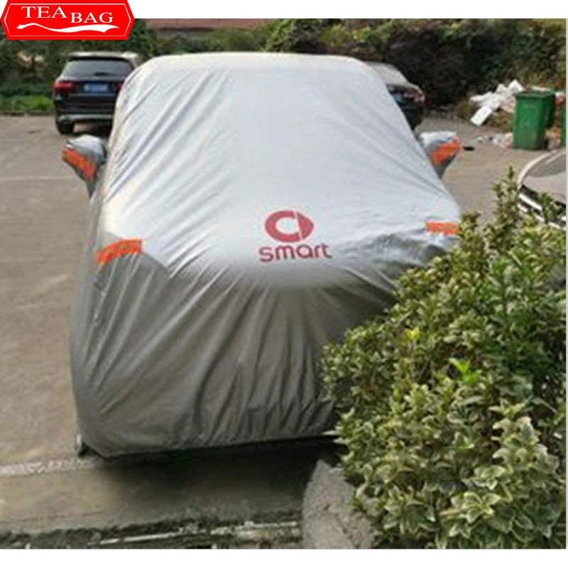 Car Styling Waterproof Full Car Covers Clothes Outdoor Sunshade Dustproof Snow for Smart Fortwo Forfour 451 453 Accessories Car Mobile World