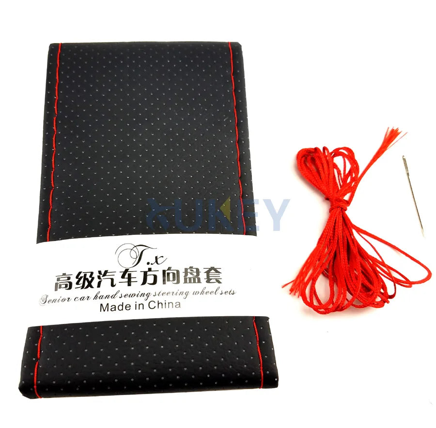 DIY PU Leather Auto Car Steering Wheel Cover Hand Sewing Hand-stitched With Thread Needle 38cm Breathable Steering Wheel Covers