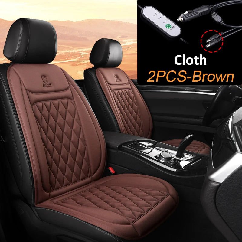 Universal Heated Car Seat Cushion 12V/24V Fast Heating Car Seat Covers Warm Winter Cloth/Flannel Automobile Seat Cover Heater
