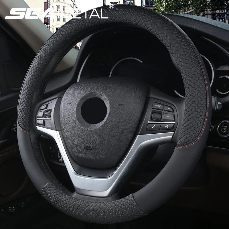 Universal Car Steering Wheel Cover For 37-38cm Steer Wheel Faux Leather Breathable Car Wheel Cover Interior Auto Accessories CM World