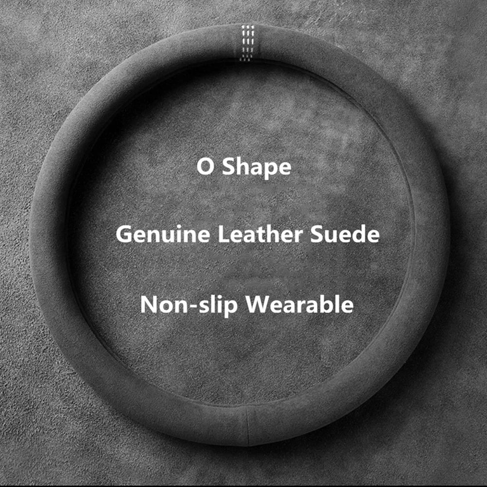 38cm Suede Leather Car Steering Wheel Cover Wear-Resistant For BMW E90 F01 F06 F10 F15 F16 F20 F21 F25 F26 F30 F32 F82 M3 G20 X5 CM World
