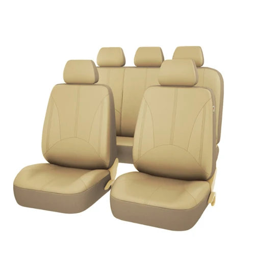 Universal Car Seat Cover Protector PU Leather Front & Rear Seat Back Cushion Pad Mat Backrest for Auto Interior Truck SUV Sedan