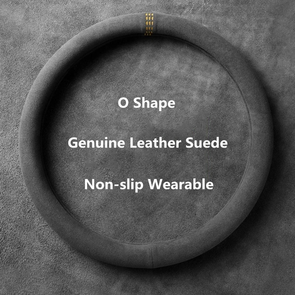 38cm Suede Leather Car Steering Wheel Cover Wear-Resistant For BMW E90 F01 F06 F10 F15 F16 F20 F21 F25 F26 F30 F32 F82 M3 G20 X5 CM World
