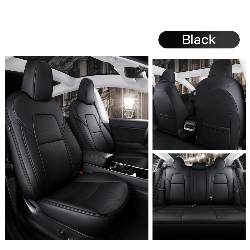 For Tesla Model 3 Y Custom Fit Car Seat Cover Accessories For Tesla 360 Degree Full Covered Perforated Artificial Leather CM World