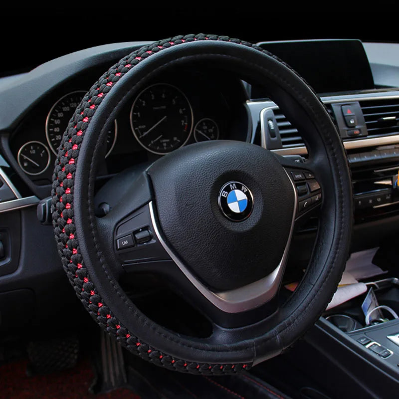Truck Bus Leather +Ice Silk Car Steering Wheel Cover Steering-Wheel For Auto Diameters 36 38 40 42 45 47 50CM 7 Sizes to Choose CM World