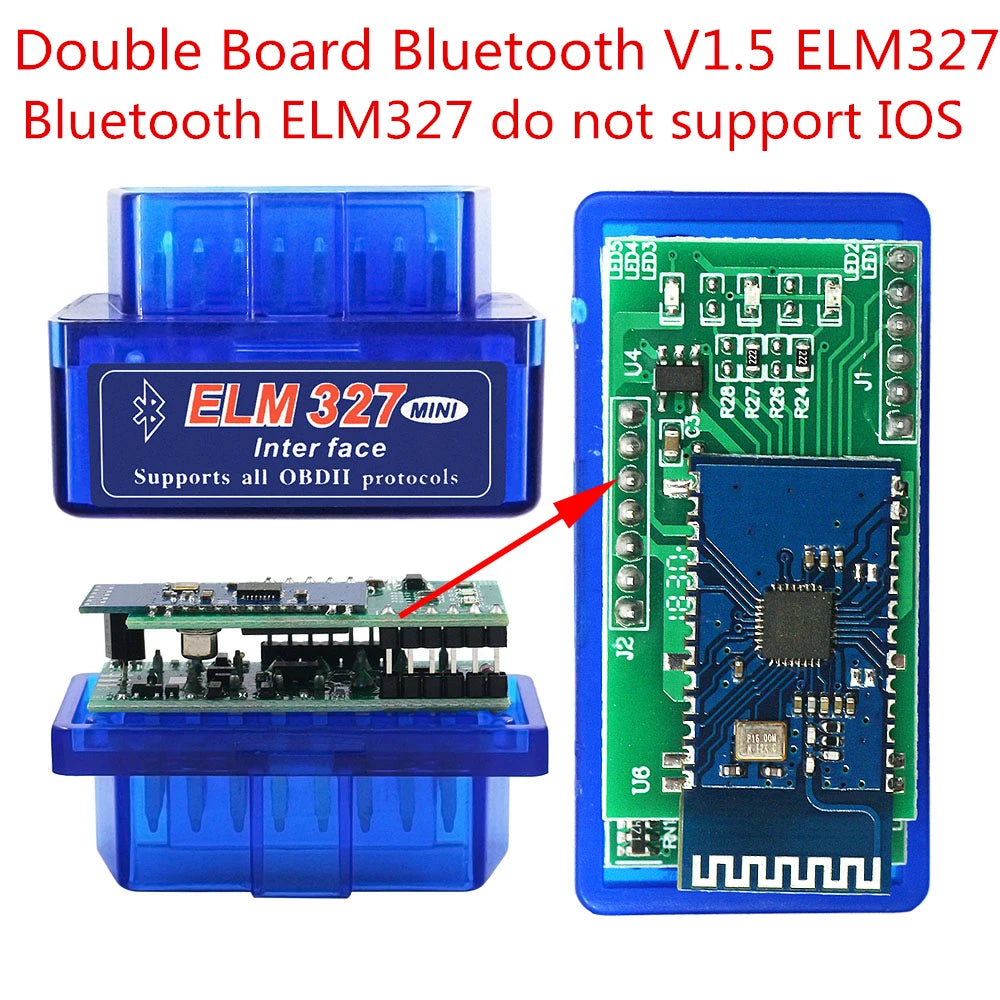 Super Mini ELM327 Bluetooth V1.5 With Double Pic18f25k80 WIFI ELM 327 V1.5 OBD2 Scanner Universal Disgnostic Tool Android IOS Car Mobile World