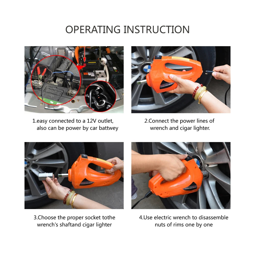 Electric Wrench 1/2 Inch 480N 12V Impact Wrench For Remooving Car Tire Auto Tyre Demount Tools Automotive Repair Tool QZ008 CM World