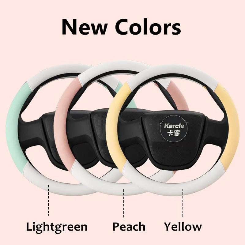 Car Steering Wheel Cover 38CM Microfiber PU Leather Handle Cover Case For Women 15 Inch Cover For Golf/BMW/VW Steering Wheel