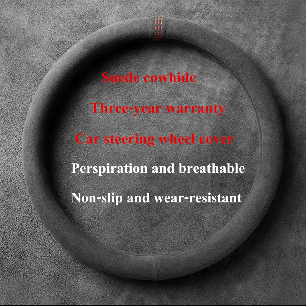 38cm Suede Leather Car Steering Wheel Cover Wear-Resistant For BMW E90 F01 F06 F10 F15 F16 F20 F21 F25 F26 F30 F32 F82 M3 G20 X5 CM World