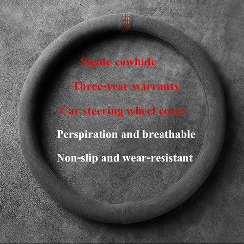 38cm Suede Leather Car Steering Wheel Cover Wear-Resistant For BMW E90 F01 F06 F10 F15 F16 F20 F21 F25 F26 F30 F32 F82 M3 G20 X5 CM World