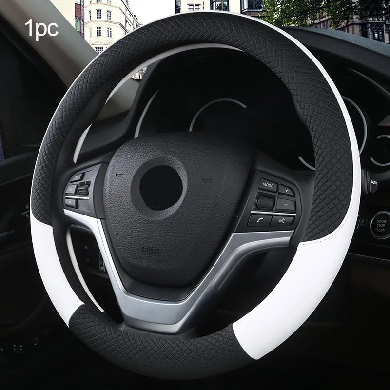 Universal Car Steering Wheel Cover For 37-38cm Steer Wheel Faux Leather Breathable Car Wheel Cover Interior Auto Accessories CM World